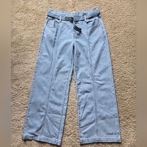 Madewell Belted Baggy Jeans Womens 32 Blue Wide Leg